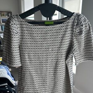Ann Taylor Black and White Striped Top
